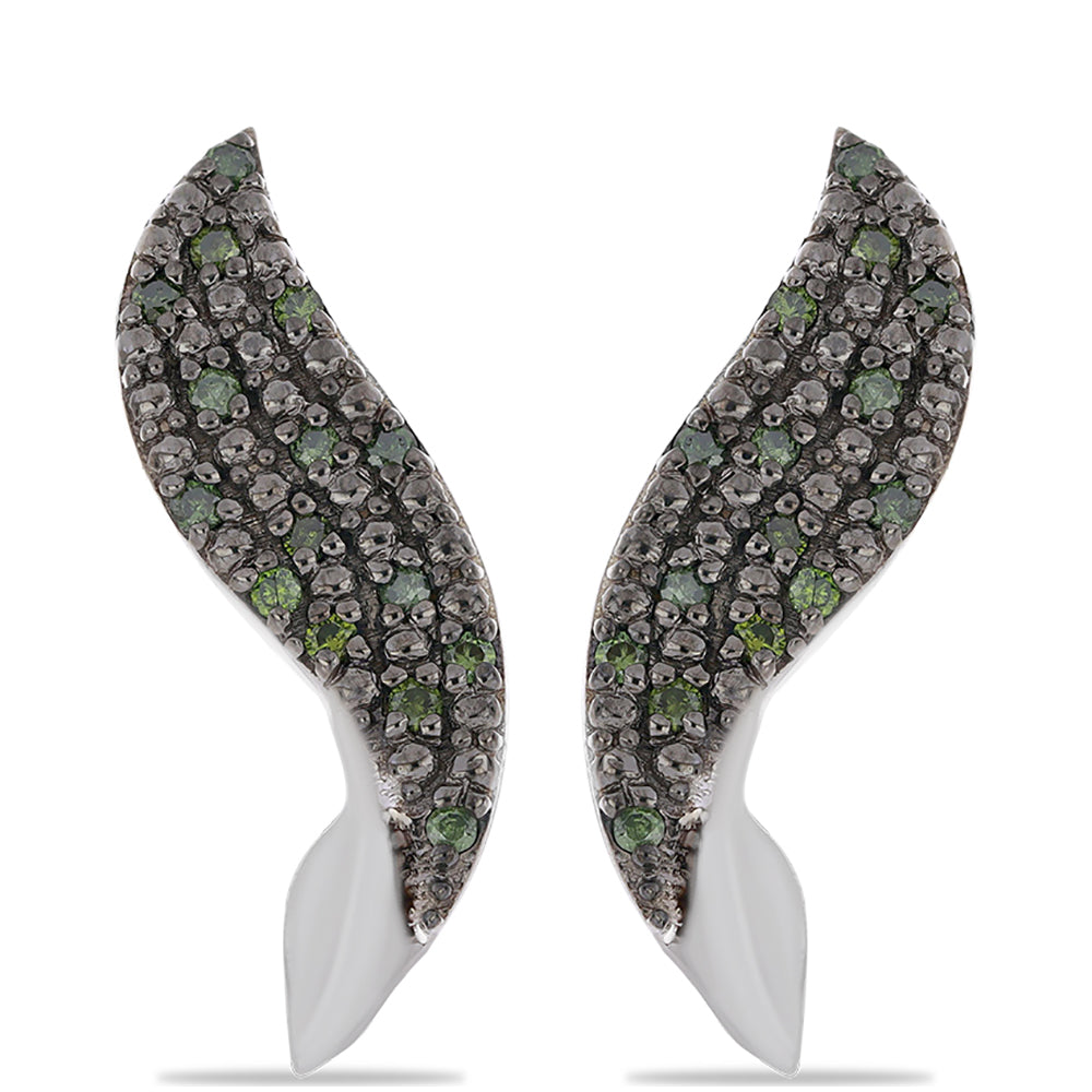 Pendientes de Plata con Diamante Verde 1 