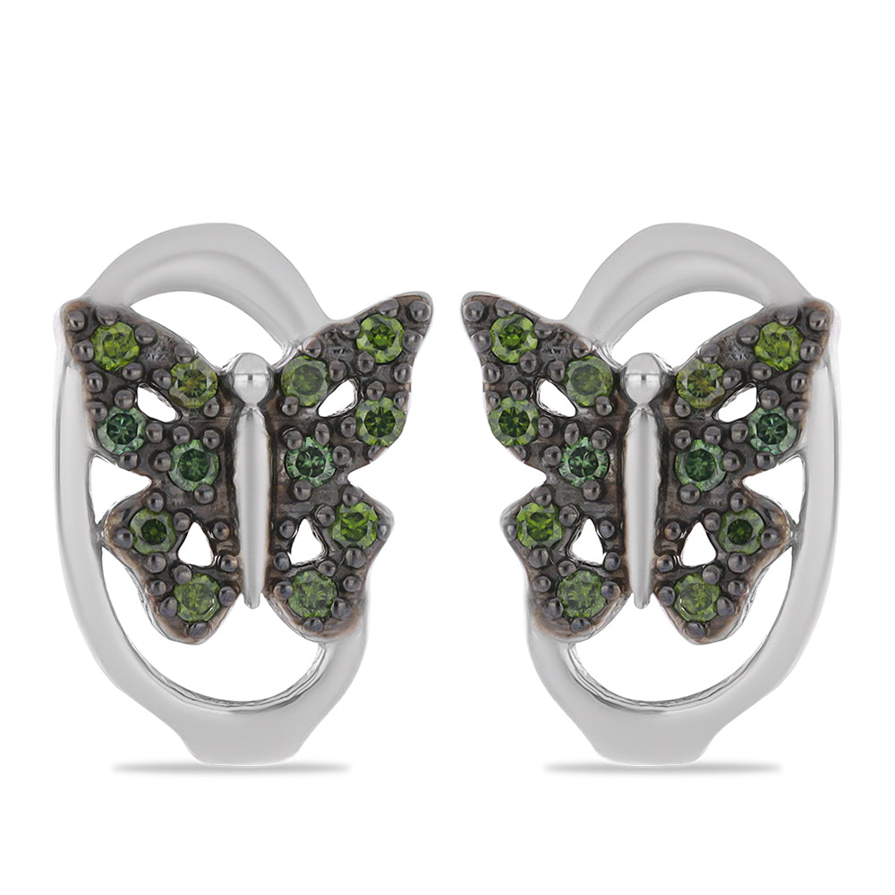 Pendientes de Plata con Diamante Verde 1 