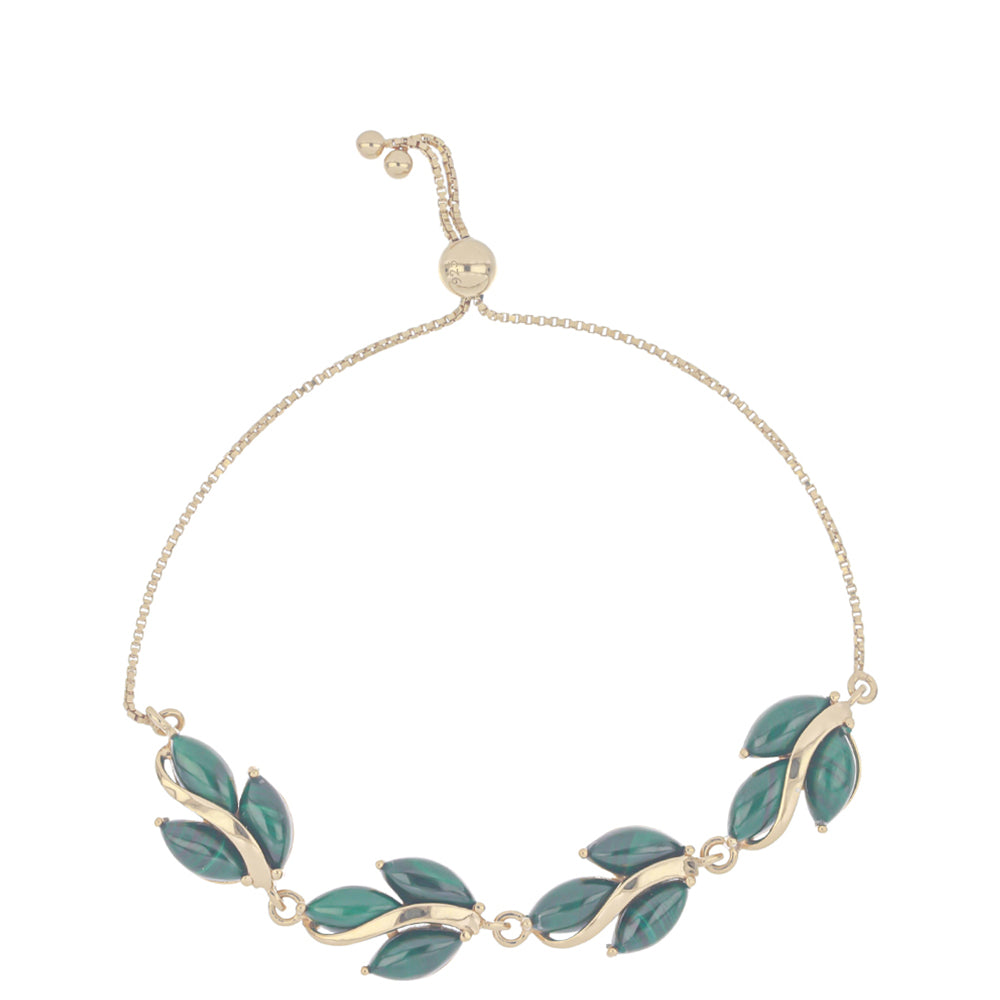 Pulsera de Plata Bañada en Oro con Malaquita 1 