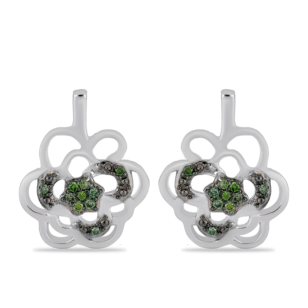 Pendientes de Plata con Diamante Verde 1 