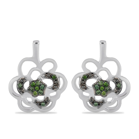 Pendientes de Plata con Diamante Verde