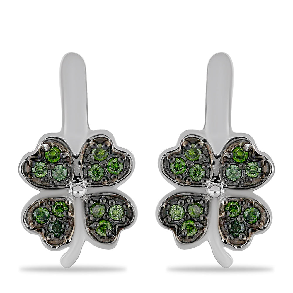 Pendientes de Plata con Diamante Verde
