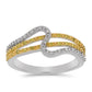 Anillo de Plata Bañada en Oro con Diamante Amarillo y Diamante blanco