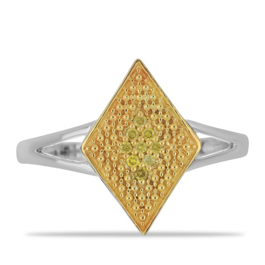 Anillo de Plata con Diamante Amarillo