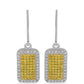Pendientes de Plata Bañada en Oro con Diamante Amarillo y Diamante blanco