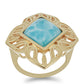 Anillo de Plata Bañada en Oro con Larimar