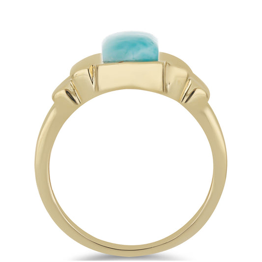 Anillo de Plata Bañada en Oro con Larimar