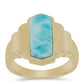 Anillo de Plata Bañada en Oro con Larimar
