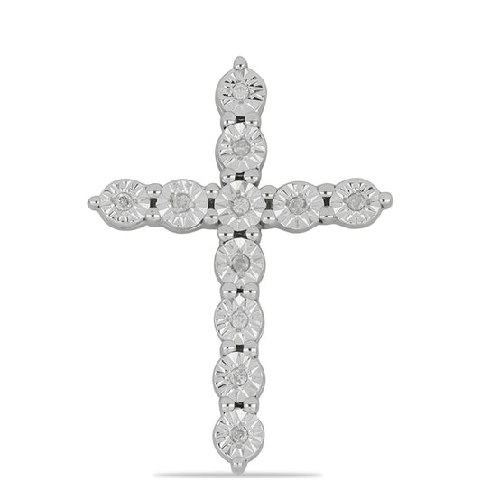 Cruz Colgante de Plata con Diamante blanco