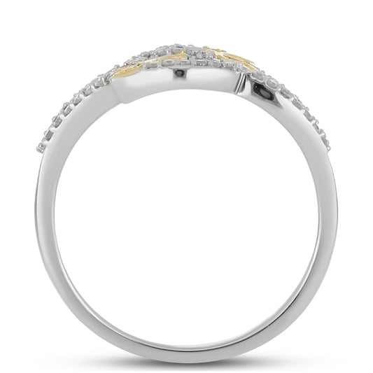 Anillo de Plata Bañada en Oro con Diamante Amarillo y Diamante blanco