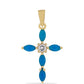 Cruz Colgante de Plata Bañada en Oro con Ópalo azul etíope de Lega Dembi y Topacio Blanco