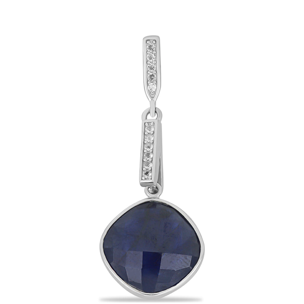 Colgante de Plata con Zafiro Azul Australiano y Topacio Blanco 1 