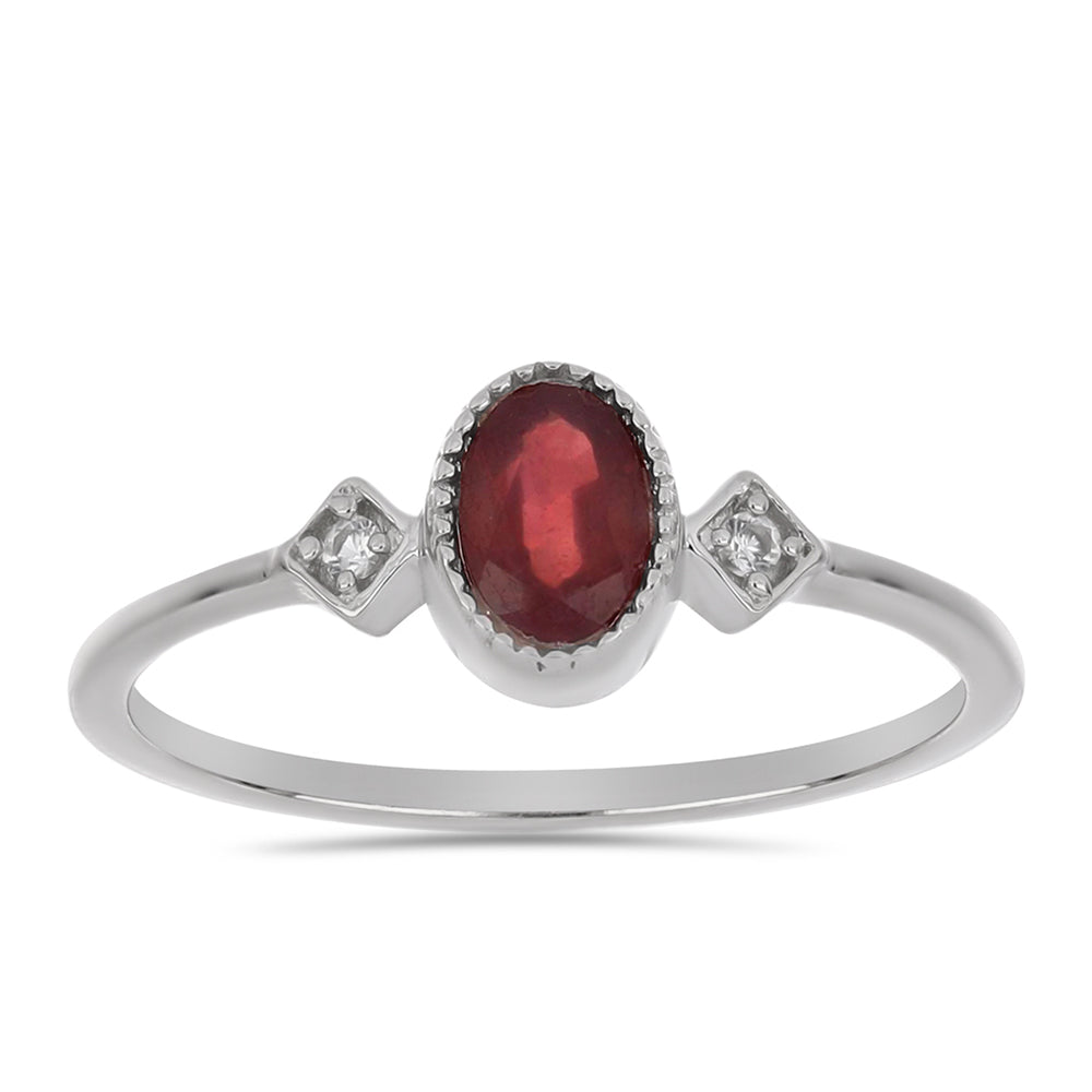 Anillo de Plata con Rubí de Madagascar y Topacio Blanco