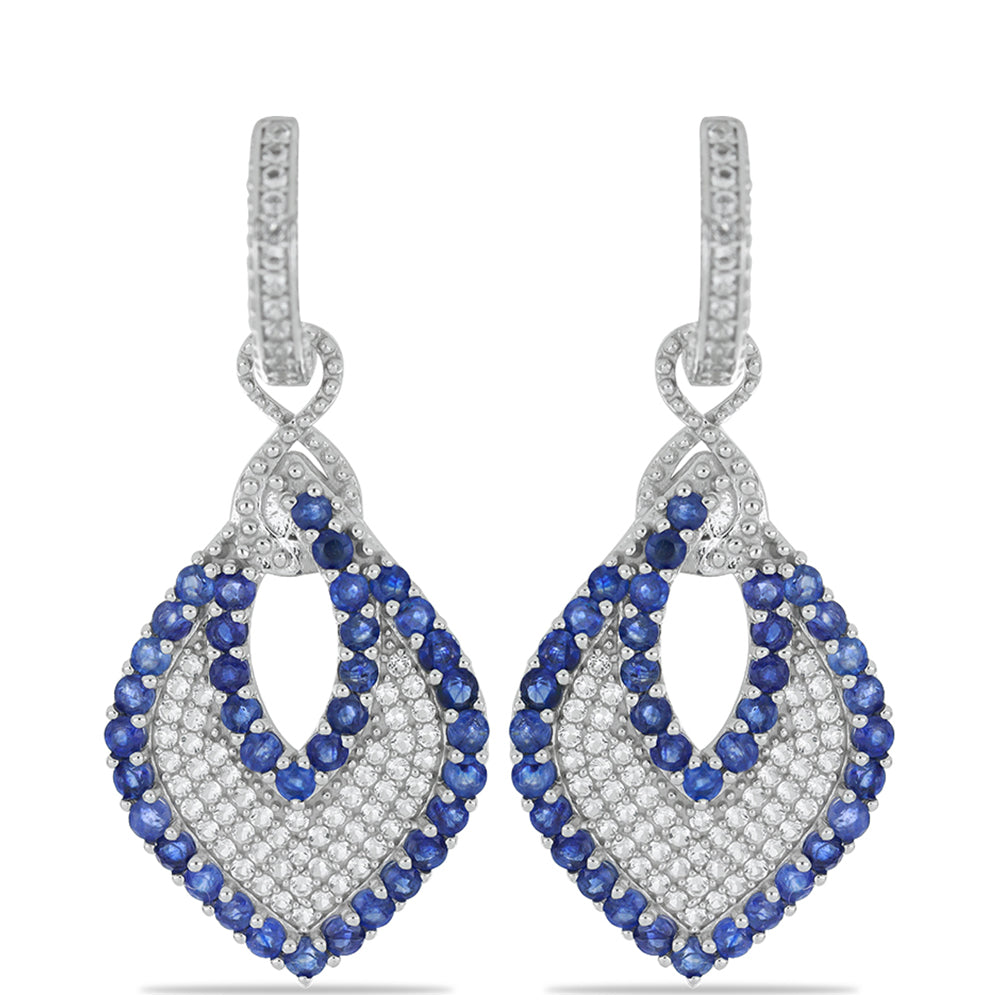 Pendientes de Plata con Zafiro Azul Australiano y Topacio Blanco 1 