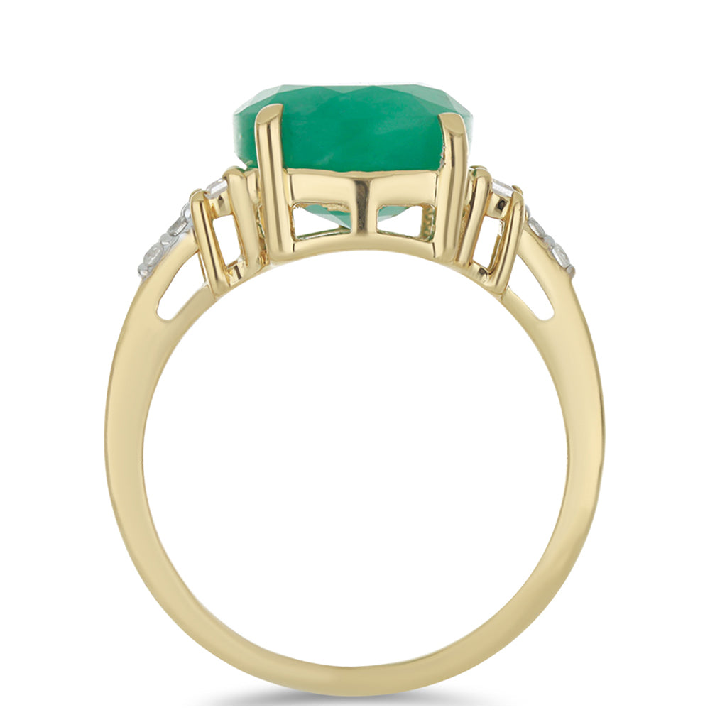 Anillo de Plata Bañada en Oro con Esmeralda de Brasil y Zircón Blanco 2 