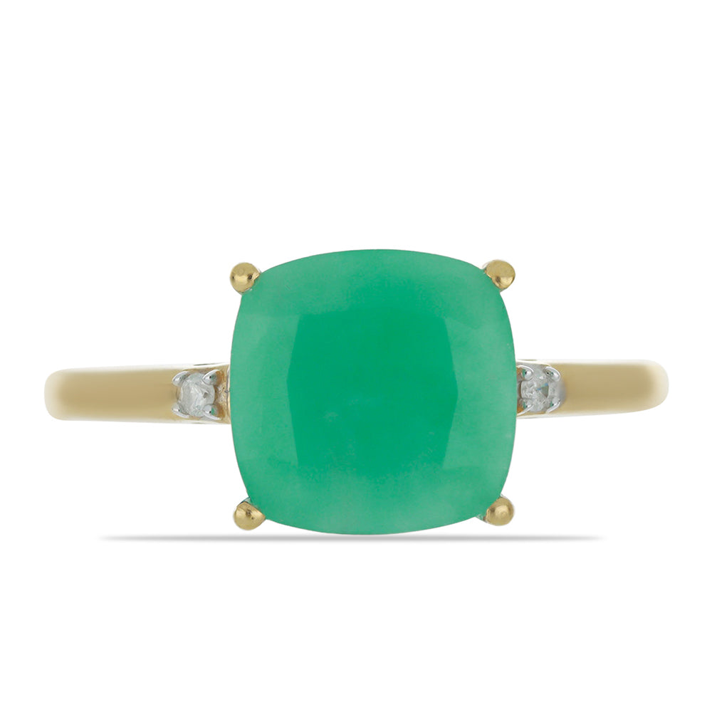Anillo de Plata Bañada en Oro con Esmeralda de Brasil y Diamante blanco 1 