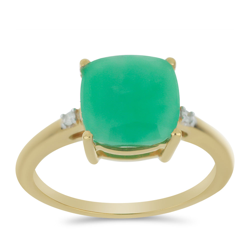 Anillo de Plata Bañada en Oro con Esmeralda de Brasil y Diamante blanco 3 