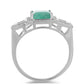 Anillo de Plata con Esmeralda de Brasil y Zircón Blanco