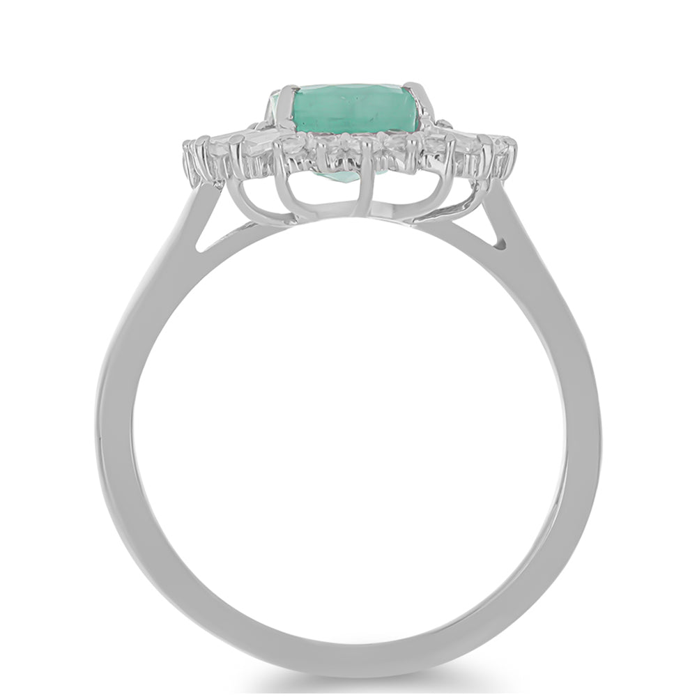 Anillo de Plata con Esmeralda de Brasil y Zircón Blanco 3 