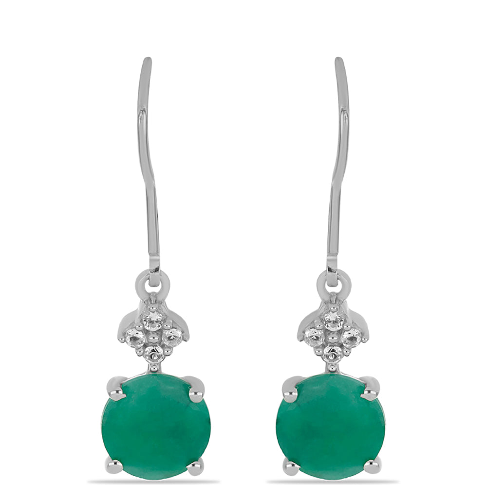Pendientes de Plata con Esmeralda de Brasil y Topacio Blanco 1 
