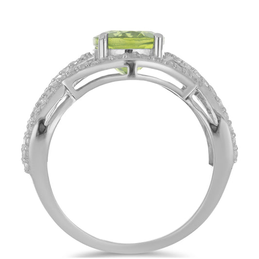 Anillo de Plata con Peridoto de Changbai y Topacio Blanco