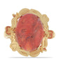 Anillo de Plata Bañada en Oro con Coral de Esponja Roja