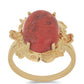 Anillo de Plata Bañada en Oro con Coral de Esponja Roja