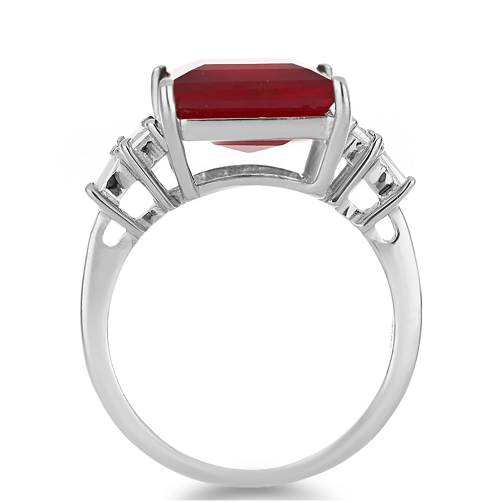 Anillo de Plata con Rubí de Madagascar y Zircón Blanco 2 