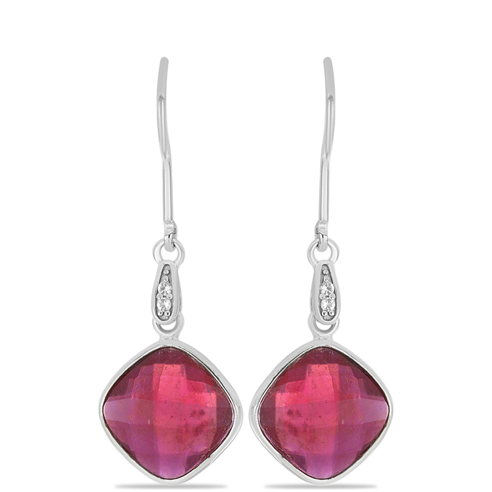 Pendientes de Plata con Rubí de Madagascar y Topacio Blanco 1 