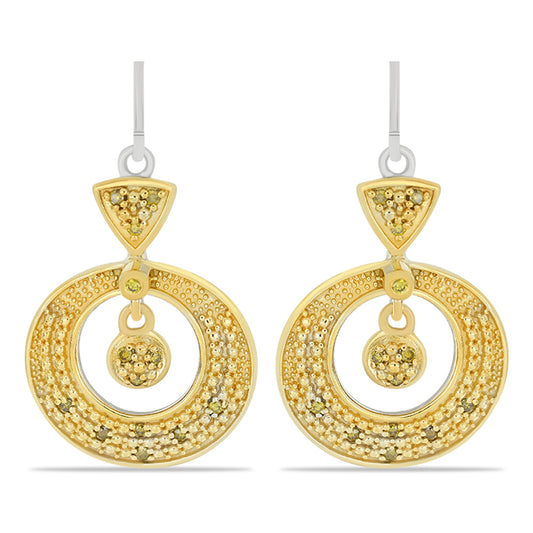 Pendientes de Plata con Diamante Amarillo