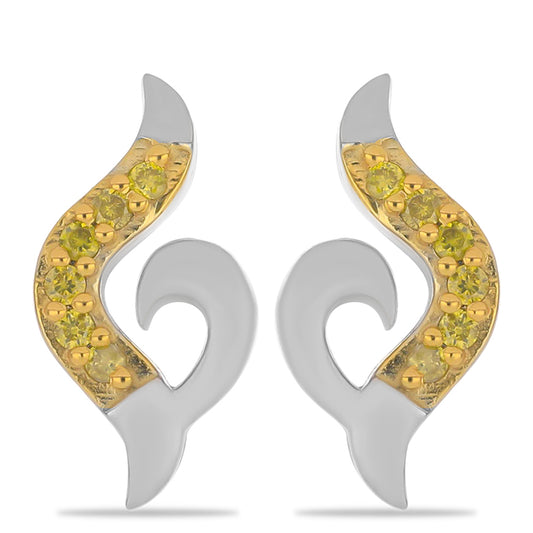 Pendientes de Plata con Diamante Amarillo
