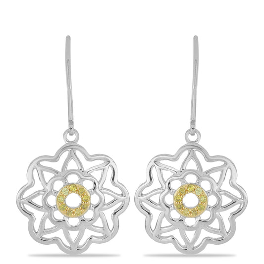 Pendientes de Plata con Diamante Amarillo