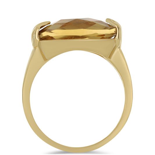 Anillo de Plata Bañada en Oro con Cuarzo Coñac