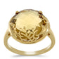 Anillo de Plata Bañada en Oro con Cuarzo Coñac