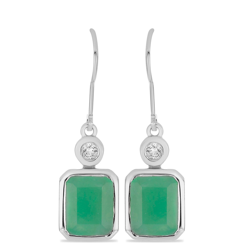Pendientes de Plata con Esmeralda de Brasil y Topacio Blanco 1 