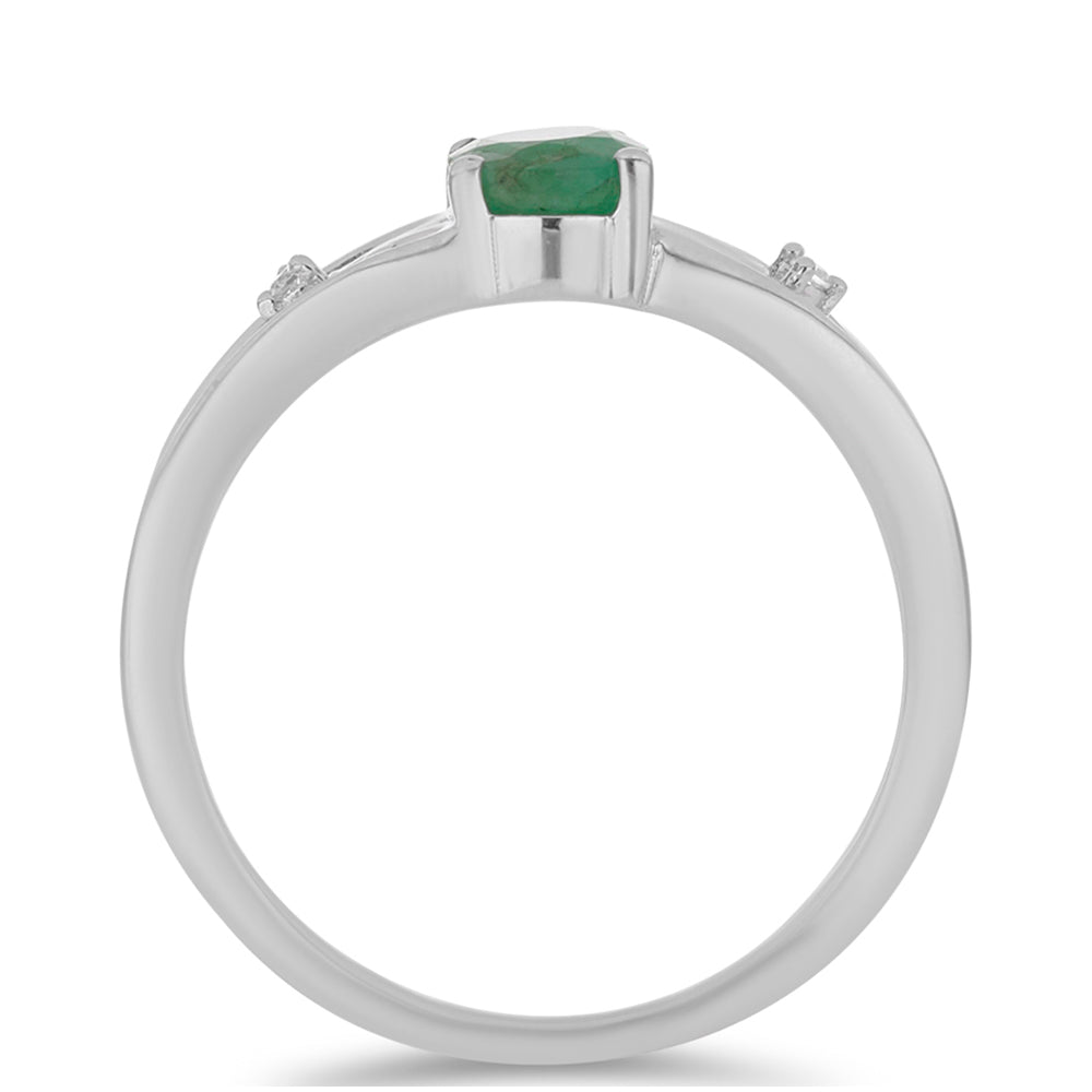 Anillo de Plata con Esmeralda de Brasil y Topacio Blanco 2 