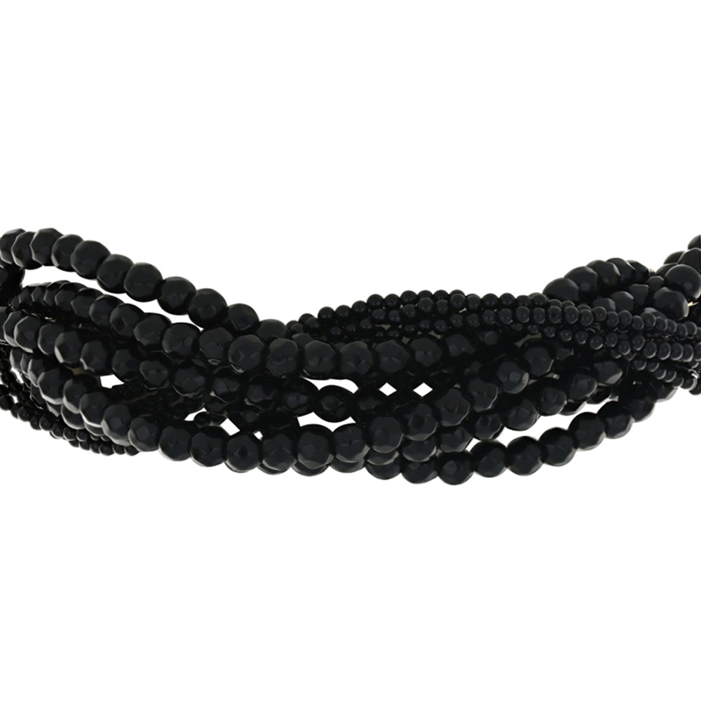 Pulsera de Plata Bañada en Oro con Obsidiana 2 