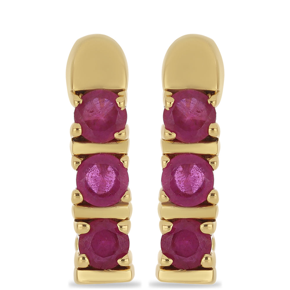 Pendientes de Plata Bañada en Oro con Rubí de Madagascar 1 