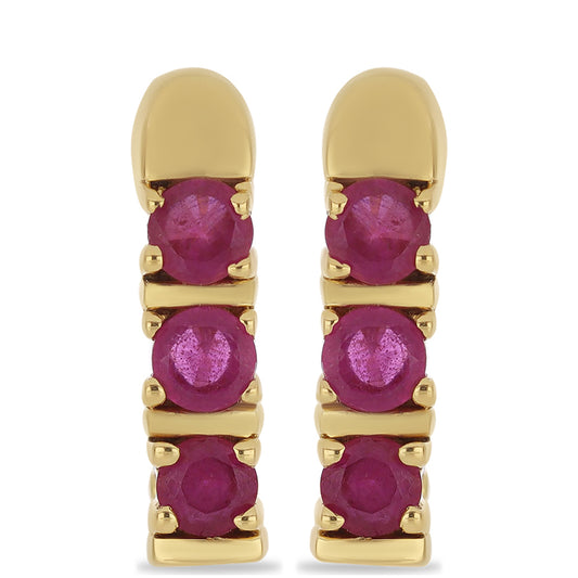 Pendientes de Plata Bañada en Oro con Rubí de Madagascar