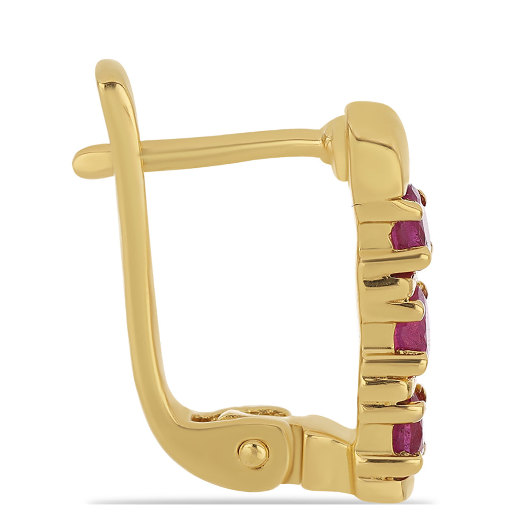 Pendientes de Plata Bañada en Oro con Rubí de Madagascar 2 