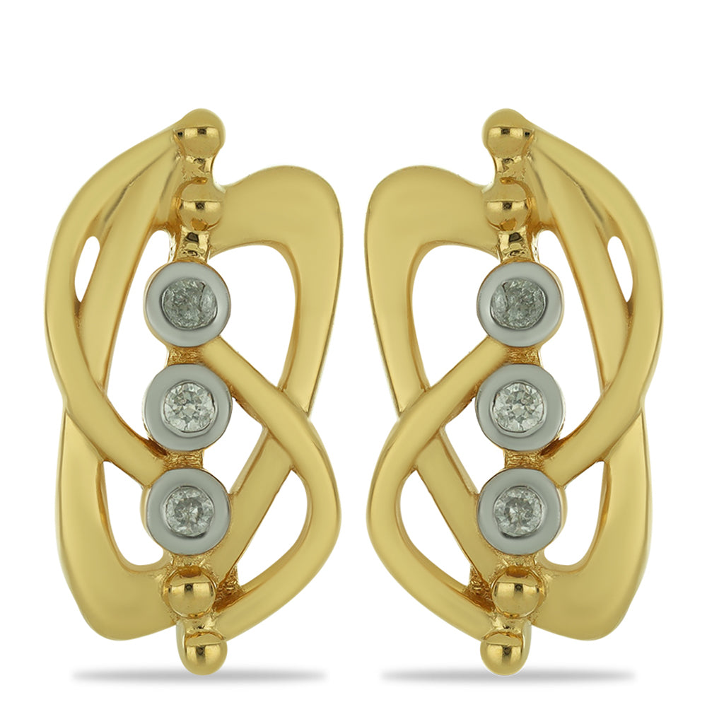 Pendientes de Plata Bañada en Oro con Diamante blanco 1 