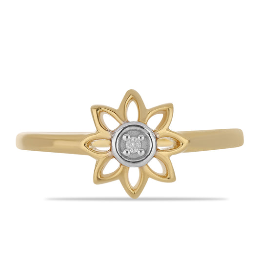 Anillo de Plata Bañada en Oro con Diamante blanco