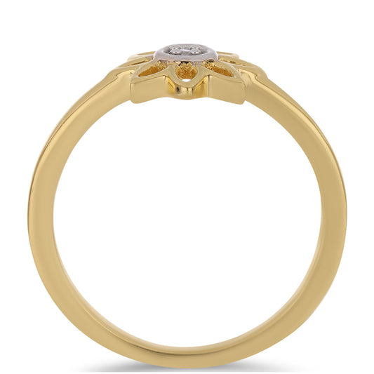 Anillo de Plata Bañada en Oro con Diamante blanco