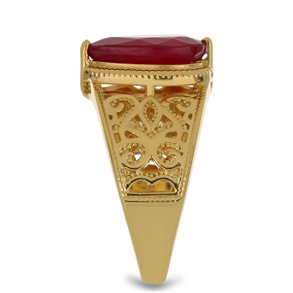 Anillo de Plata Bañada en Oro con Rubí de Madagascar 4 