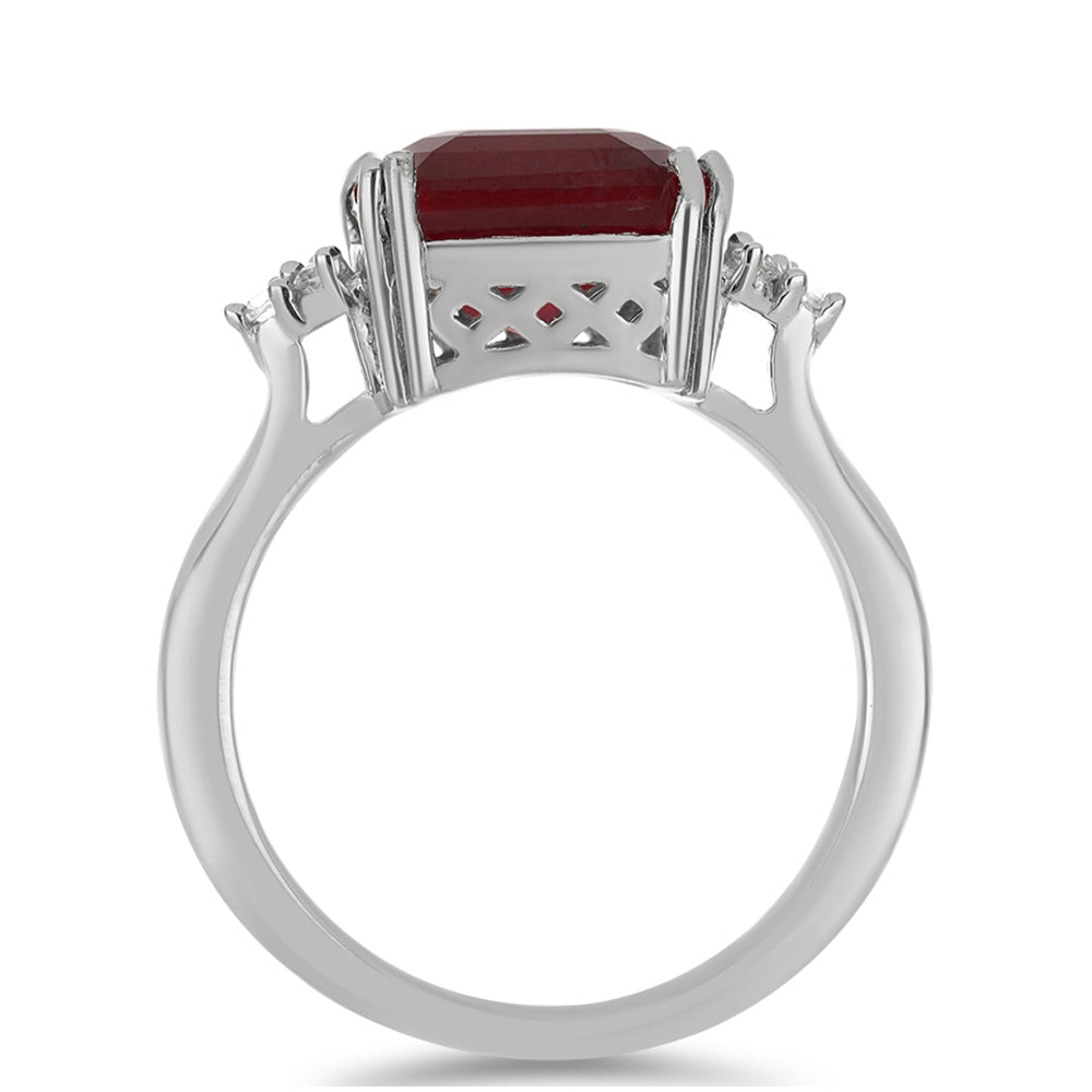 Anillo de Plata con Rubí de Madagascar y Topacio Blanco 2 