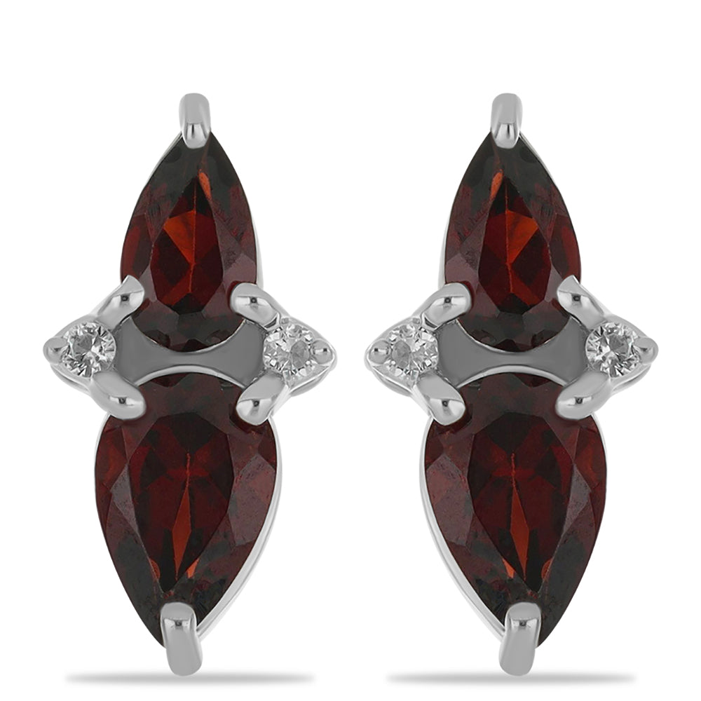 Pendientes de Plata con Granate Barton y Topacio Blanco 1 