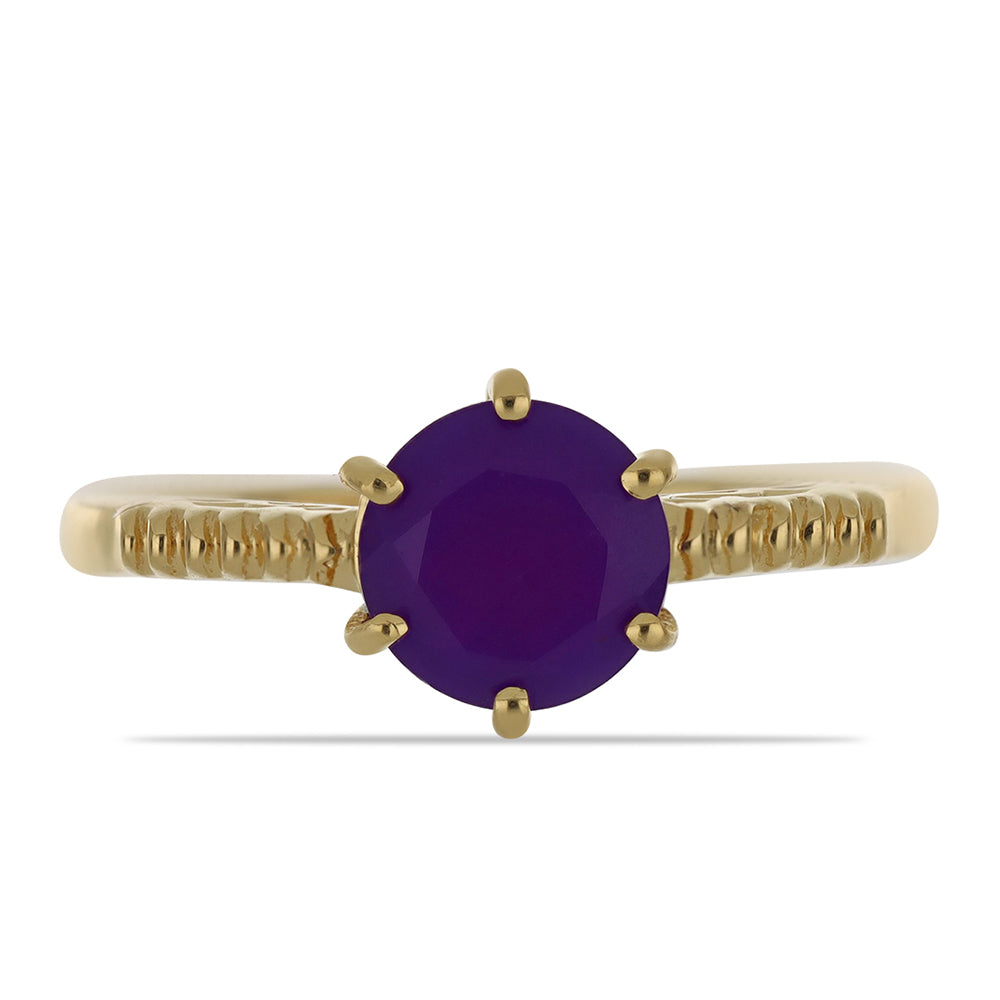 Anillo de Plata Bañada en Oro con Ágata Púrpura 1 
