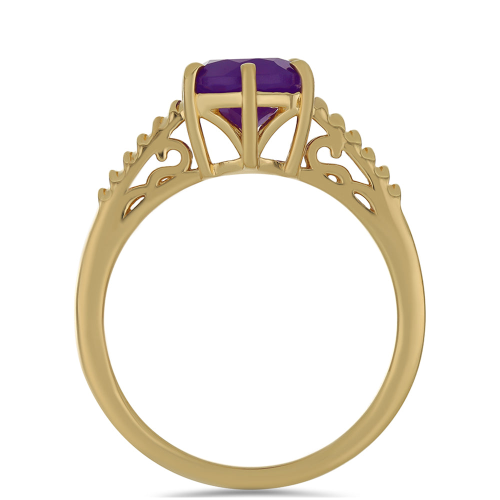Anillo de Plata Bañada en Oro con Ágata Púrpura 2 