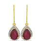 Pendientes de Plata Bañada en Oro con Rubí de Madagascar y Topacio Blanco