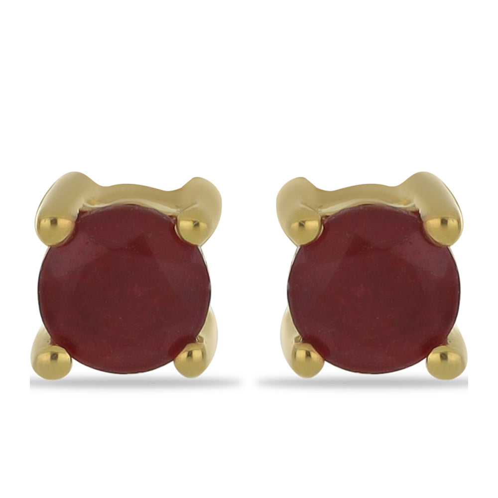 Conjunto de Plata Bañada en Oro con Rubí de Madagascar ( Pendientes +Anillo +Colgante ) 3 